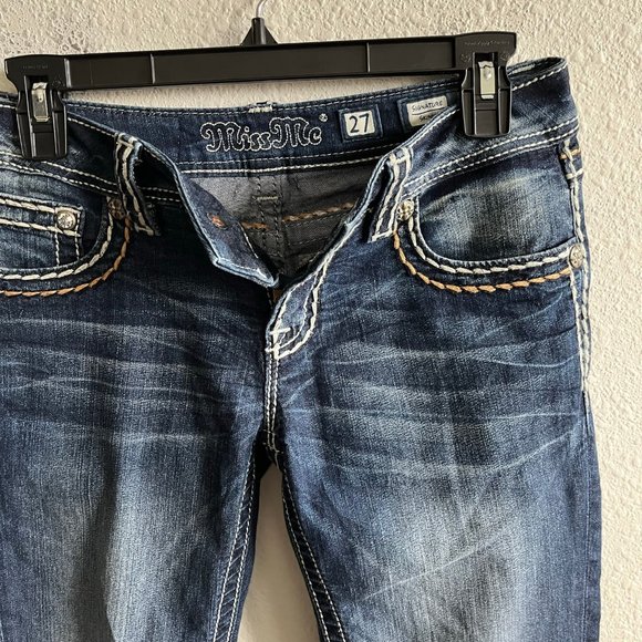 NWOT Miss Me Dark Wash Skinny Stitch Jeans Size 27 Style JS5014S195 - Picture 9 of 15